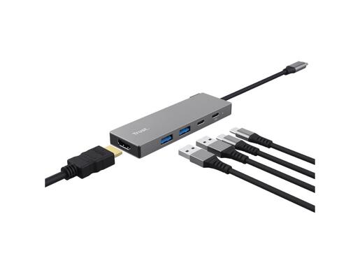 Adapter TRUST DALYX 5-IN-1 MULTIPORT/alu/siva