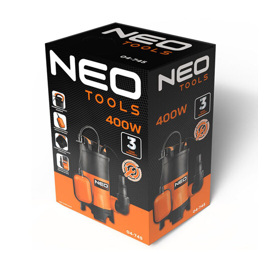 Potapajuća pumpa za prljavu vodu 400 W, 8.000 l/h – NEO TOOLS 04-745