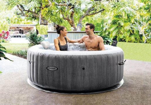 INTEX 4-PERSON GREYWOOD DELUXE ROUND BUBBLE SPA SET 28440NP