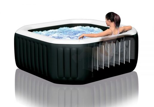 INTEX 6-PERSON ONYX BLACK OCTAGON COMBO SPA SET 28462