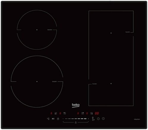 Beko indukciona ugradna ploča HII 64500 FTO, Staklokeramika, 4 zone kuvanja, 9 nivoa snage, crna