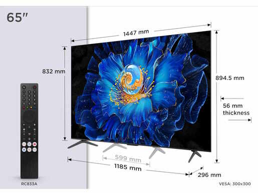 TCL QLED-Mini LED TV 65" 65C6KS, 4K UHD, 60Hz, Google TV