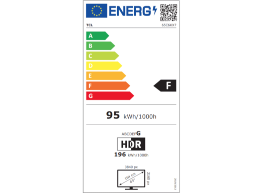 TCL QLED-Mini LED TV 65" 65C6KS, 4K UHD, 60Hz, Google TV