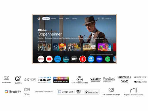 TCL QLED TV 55" 55A300W, 4K UHD, 144Hz, Matte Screen, "Ai" Art, Google TV