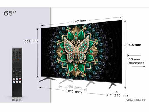 TCL QLED-Mini LED TV 65" 65C6K, 4K UHD, 144Hz, Google TV