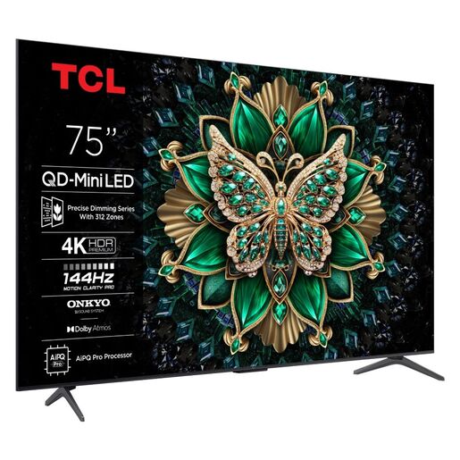 TCL QLED-Mini LED TV 75" 75C6K, 4K UHD, 144Hz, Google TV