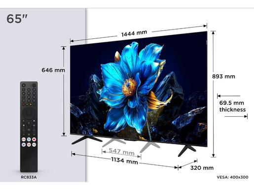 TCL QLED TV 65"65P7K, 4K UHD, 60Hz, Google TV