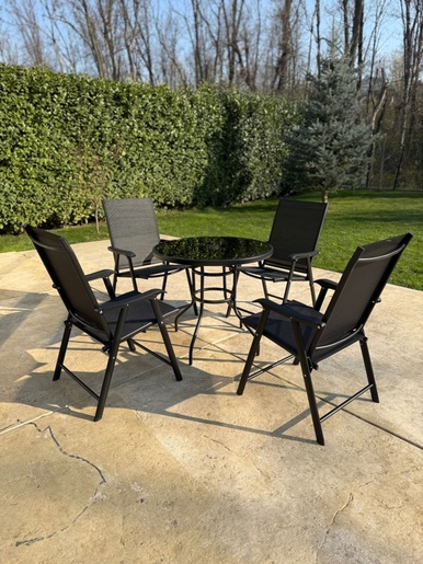 BOLZZ BAŠTENSKA GARNITURA SET 4 STOLICE + STO CRNA BOLBASGARBLK