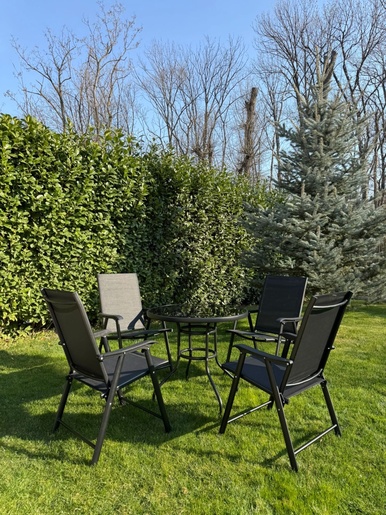 BOLZZ BAŠTENSKA GARNITURA SET 4 STOLICE + STO CRNA BOLBASGARBLK