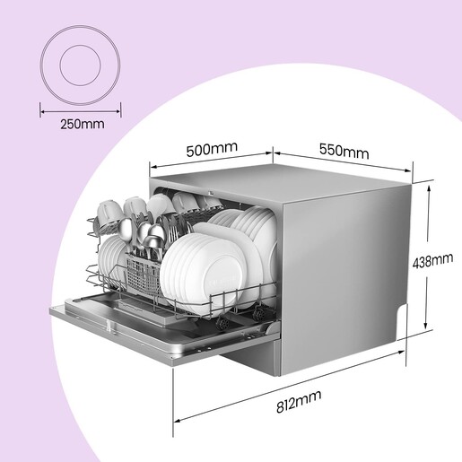 Comfee mašina za pranje sudova KWH-TD602E-S, 6 kompleta, 6 programa, Siva