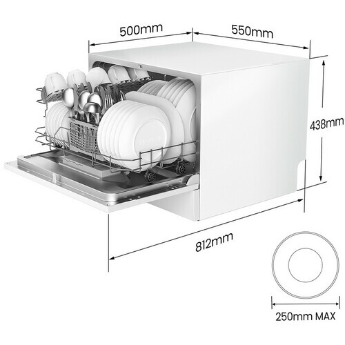Comfee mašina za pranje sudova KWH-TD602E-W, 6 kompleta, 6 programa, Bela