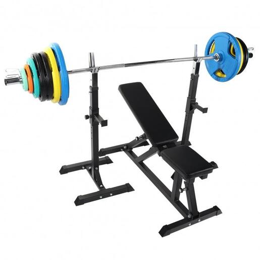 Gorilla sports Podesiva klupa za vežbanje sa setom šipki i tegova 150 kg