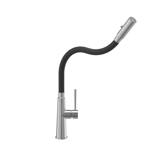 Quadron GINA slavina,čelična,pomični izliv,tuš funkcija steel/black 3922505_LY