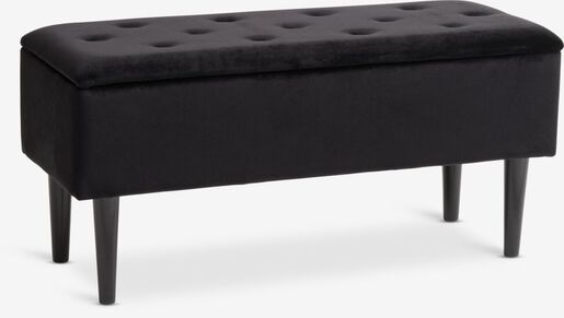 VELORA Klupa w/prostor za odlaganje velvet crna