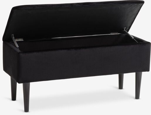 VELORA Klupa w/prostor za odlaganje velvet crna