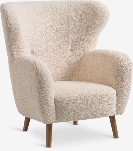 VELORA Fotelja prljavo bela teddy