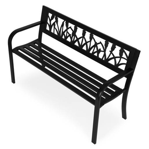 MULTIGARDEN Metalna baštenska klupa 120×50 cm sa dekorativnim naslonom, crna - WYI-XG279
