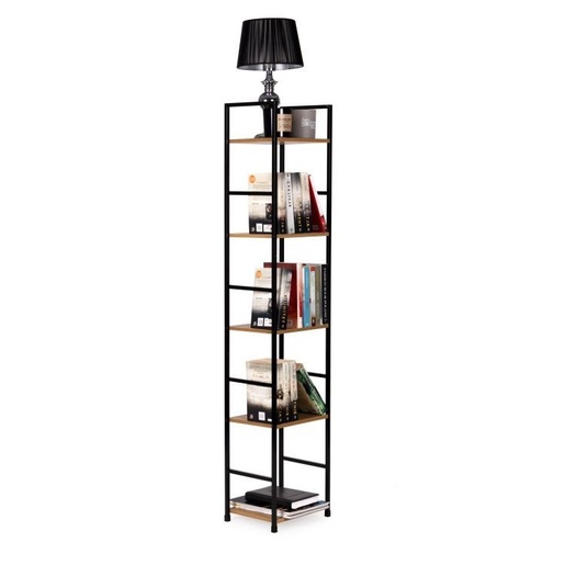 ModernHome Drvena polica sa metalnim okvirom u LOFT stilu, 5 nivoa, u boji hrasta - CWJ3024144L WO