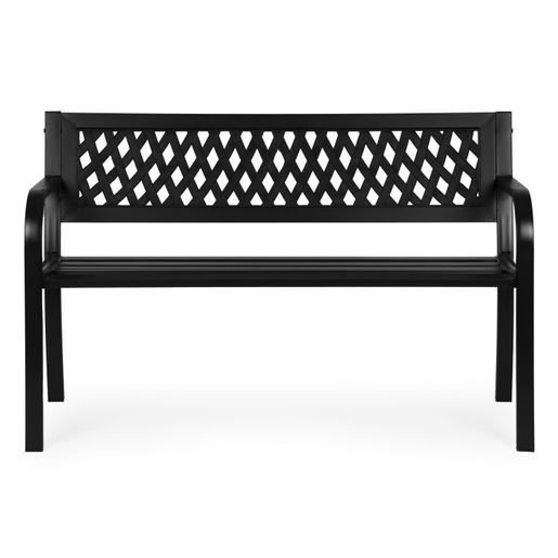 MULTIGARDEN Metalna baštenska klupa 120×50 cm sa rešetkastim naslonom, crna - WYI-XG201