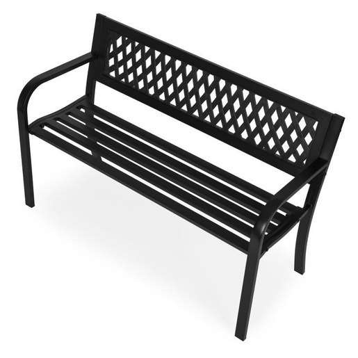 MULTIGARDEN Metalna baštenska klupa 120×50 cm sa rešetkastim naslonom, crna - WYI-XG201