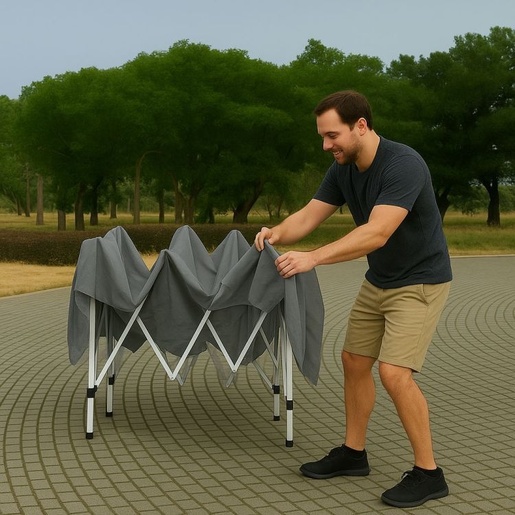 MULTIGARDEN Baštenski šator/paviljon 3×3 m, automatski rasklopiv, sa 4 bočne stranice crni – PAW-3X3-A-4W-GY