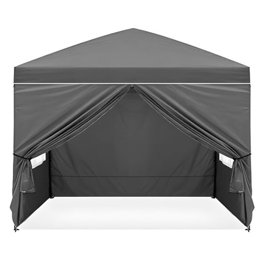 MULTIGARDEN Baštenski šator/paviljon 3×3 m, automatski rasklopiv, sa 4 bočne stranice crni – PAW-3X3-A-4W-GY