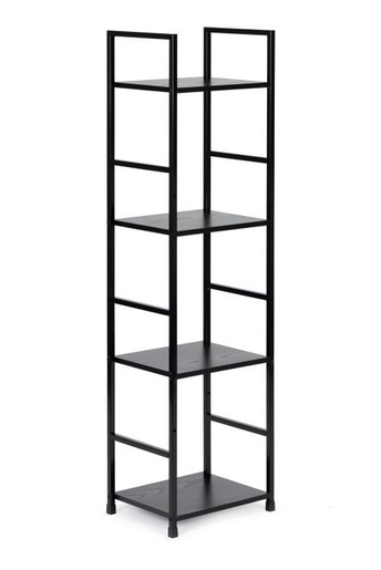 ModernHome Drvena polica sa metalnim LOFT okvirom, 4 nivoa, crna - CWJ3024112L BLK