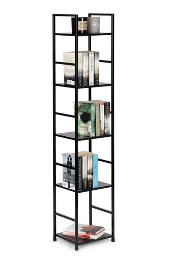ModernHome Drvena polica sa metalnim okvirom u LOFT stilu, 5 nivoa, crna- CWJ3024144L BLK