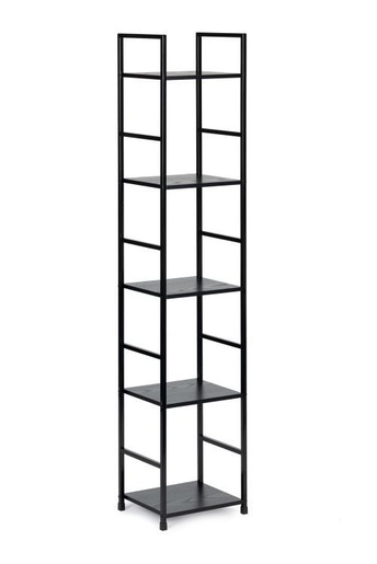 ModernHome Drvena polica sa metalnim okvirom u LOFT stilu, 5 nivoa, crna- CWJ3024144L BLK