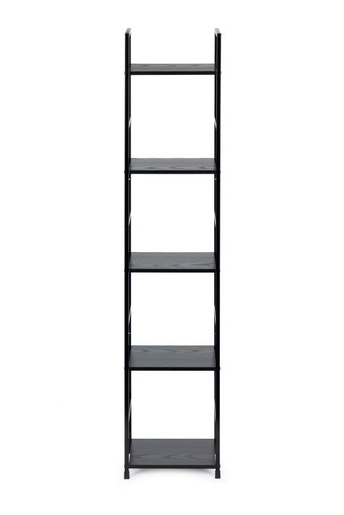 ModernHome Drvena polica sa metalnim okvirom u LOFT stilu, 5 nivoa, crna- CWJ3024144L BLK