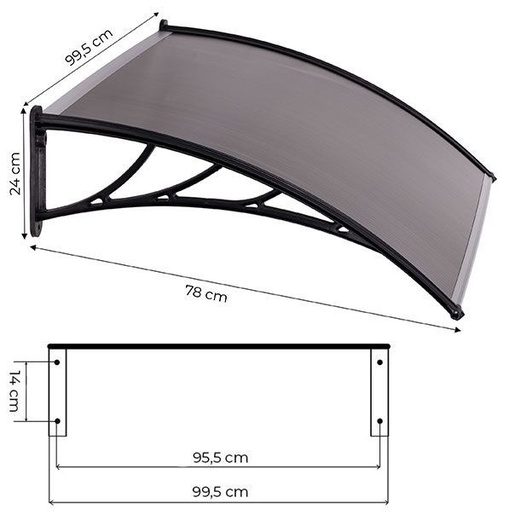 MULTIGARDEN Nadstrešnica za ulazna vrata 100×80 cm, polikarbonatna zaštita - AW-017A2-100X80