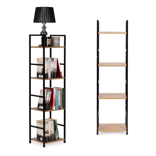 ModernHome Drvena polica sa metalnim LOFT okvirom, 4 nivoa, u boji hrasta - CWJ3024112L WO