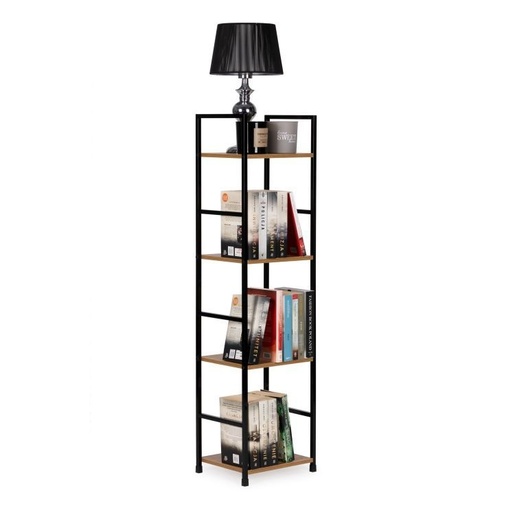 ModernHome Drvena polica sa metalnim LOFT okvirom, 4 nivoa, u boji hrasta - CWJ3024112L WO