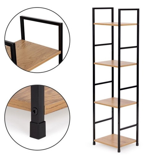 ModernHome Drvena polica sa metalnim LOFT okvirom, 4 nivoa, u boji hrasta - CWJ3024112L WO