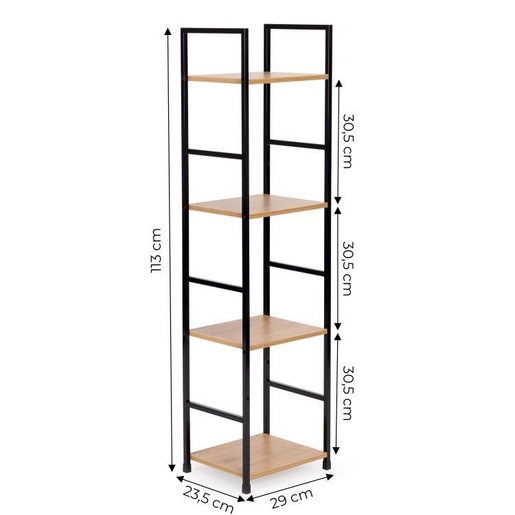 ModernHome Drvena polica sa metalnim LOFT okvirom, 4 nivoa, u boji hrasta - CWJ3024112L WO