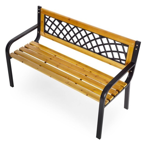MULTIGARDEN Drvena baštenska klupa sa rešetkastim naslonom 118×52 cm - WYI-XG2090