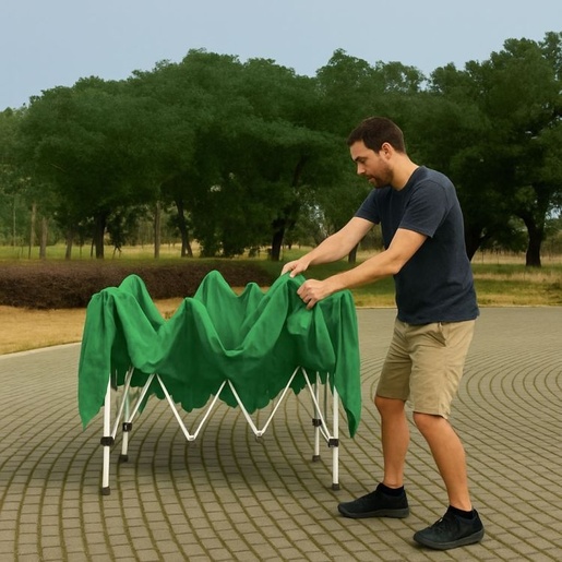 MULTIGARDEN Baštenski šator/paviljon 3×3 m, automatski rasklopiv, sa 4 bočne stranice zeleni – PAW-3X3-A-4W-GR