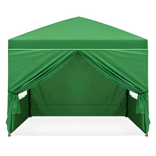 MULTIGARDEN Baštenski šator/paviljon 3×3 m, automatski rasklopiv, sa 4 bočne stranice zeleni – PAW-3X3-A-4W-GR