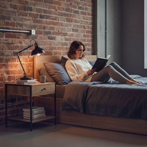 ModernHome Noćni stočić sa fiokom i policom, loft stil – CTG404050