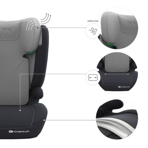 KINDERKRAFT AUTOSEDISTE I-SPARK 2 PLUS I SIZE GREY KCISPA02GRYPL00