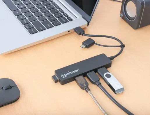 USB-C HUB 4port Manhattan 180863 3.2 G1+USB-C/5Gbps/Crni
