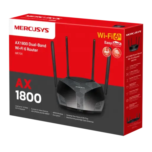 LAN Router Mercusys MR70X AX1800/1Gx WAN/3G LAN/4x5dBi