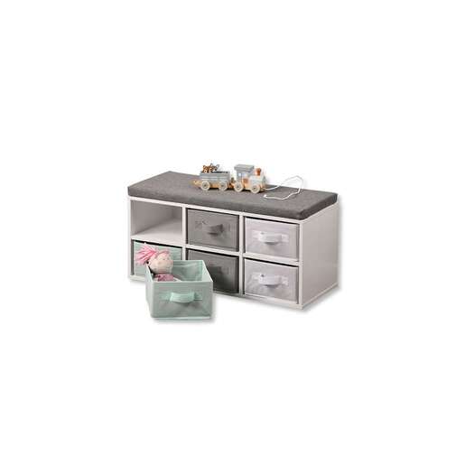 KESPER KSP17729 DEČIJA KLUPA KESPER SA FIOKAMA  33X68X29,5CM BELO SIVA