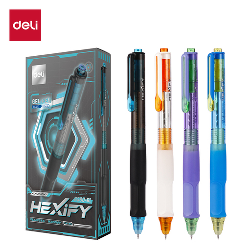 DELI ROLER GEL HEXIFY sa dve kuglice 0.5 mm PLAVI EG360-BL