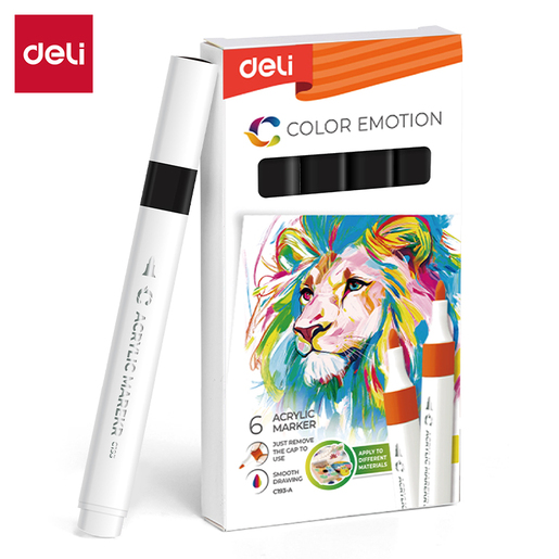 DELI MARKER AKRILNI CRNI 10 COLOR EMOTION EC193A-Black