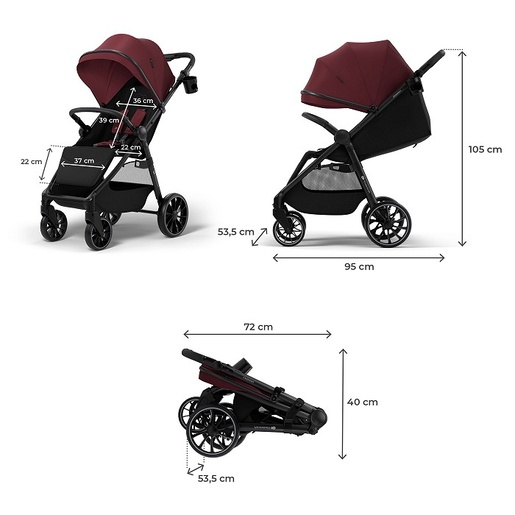 KINDERKRAFT KOLICA ZA BEBE GRANDE 2 BURGUNDY KSGRAN02BRG0000