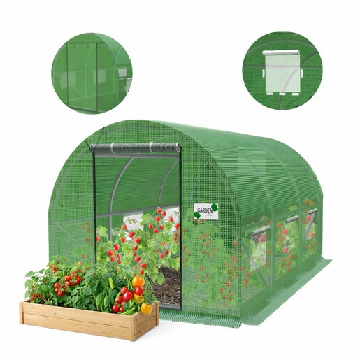 CHOMIK Baštenski plastenik za paradajz – zeleni, 200 × 77 × 168/146 cm 5507 TUN5507