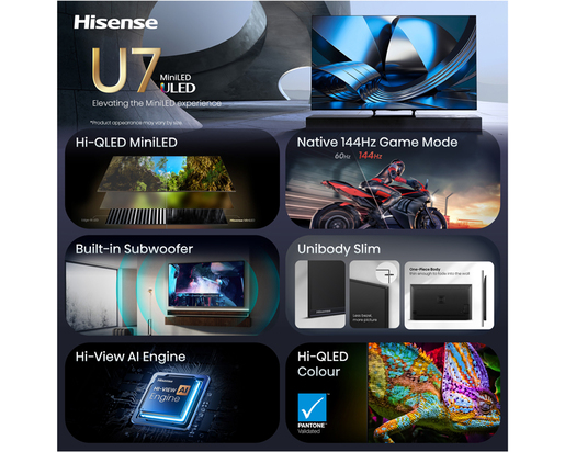 Hisense ULED Mini-LED TV 85U7SE, 4K Ultra HD, VIDAA Smart OS