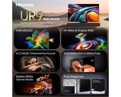 Hisense ULED RGB Mini-LED TV 85UR9S, 4K Ultra HD, VIDAA Smart OS