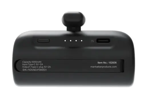 Powerbank Manhattan 1026336 5000mAh 10W/Black/USB-C